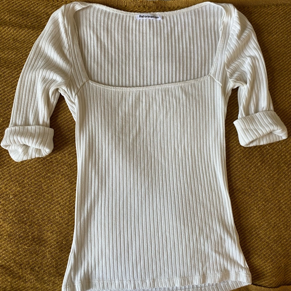 Reformation Square Neck Rib Knit Top